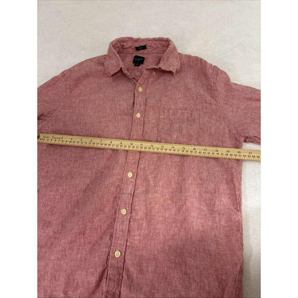 J Crew Shirt Men’s Large Pink Linen Slim Button-Down Long Sleeve